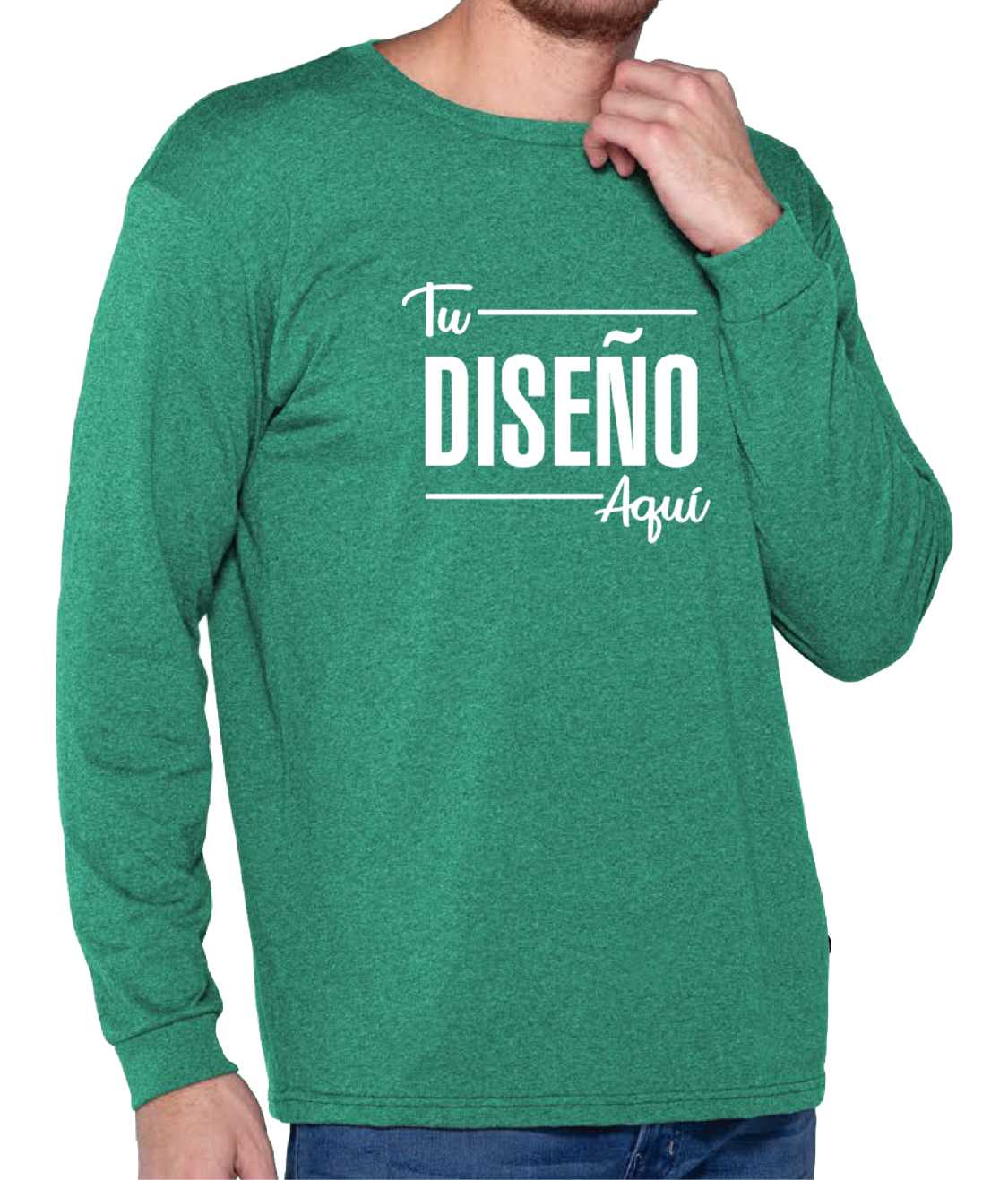 Yazbek Playera Para Hombre Manga Larga Jaspeada C0354