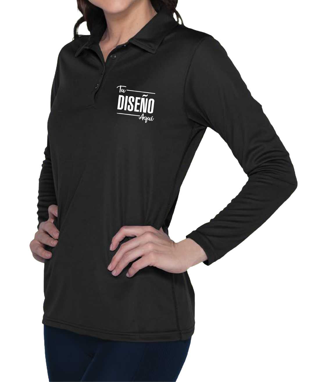 Yazbek Playera Tipo Polo Mujer Manga Larga 100% Poliéster D01504